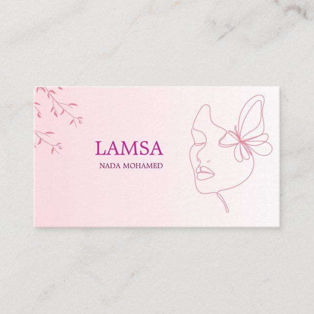 LAMSA Smink Artist Visiting Kort | Elegant Rosa (Framsida)