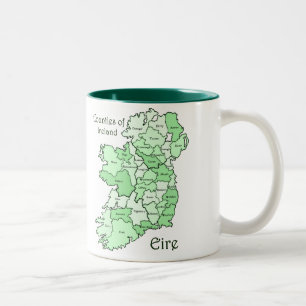 Län av den Irland kartan Två-Tonad Mugg