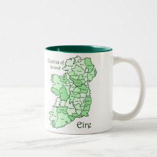 Län av den Irland kartan Två-Tonad Mugg