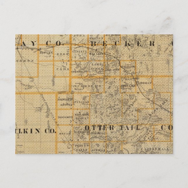 Län, Wilkin, Becker, Minnesota Vykort (Framsida)