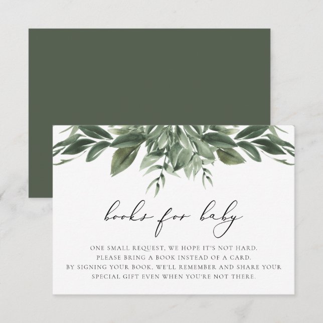 LANA Modern Boho Greenery Bokar för Baby Card Inbjudningar (Fram/baksida)