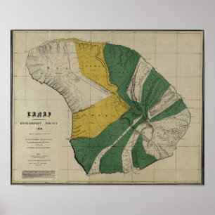 Lanai 1878, vintageHawaii karta Poster
