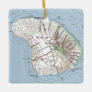 Lanai Hawaii Vintage Karta Julgransprydnad Keramik