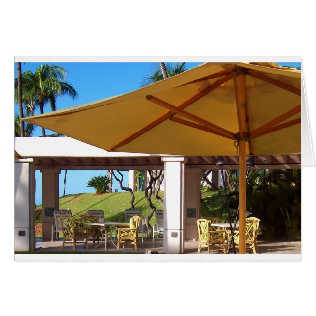 Lanai Sunny Umbrella, Manele Bay, Hawaii Hälsningskort (Framsidan Horizontal)