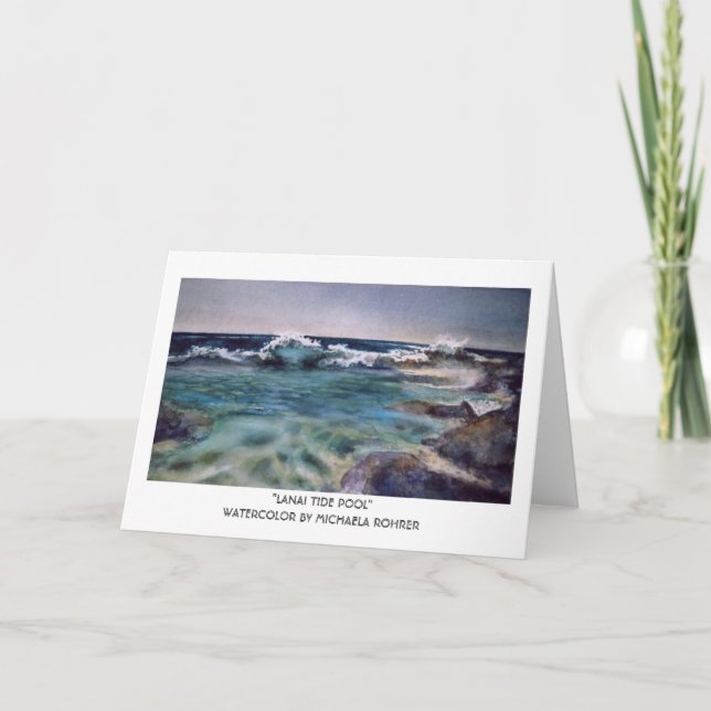 Lanai Tidebassäng - vattenfärg av Michaela Rohrer Kort (Framsida)