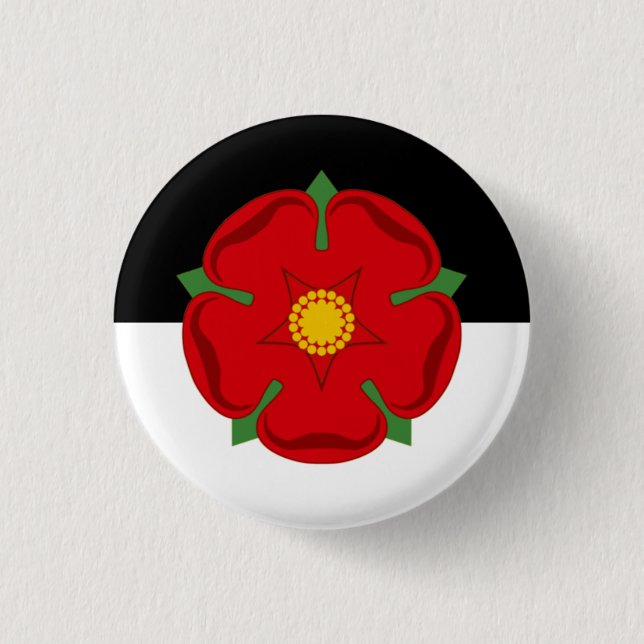 Lancashire Badge - Ro på Black & White Knapp (Framsida)