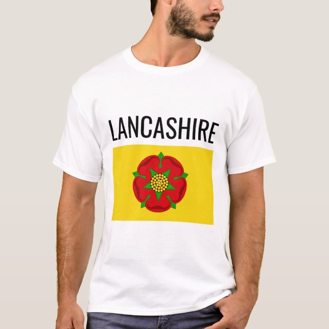Lancashire // English County Flagga T Shirt (Framsida)