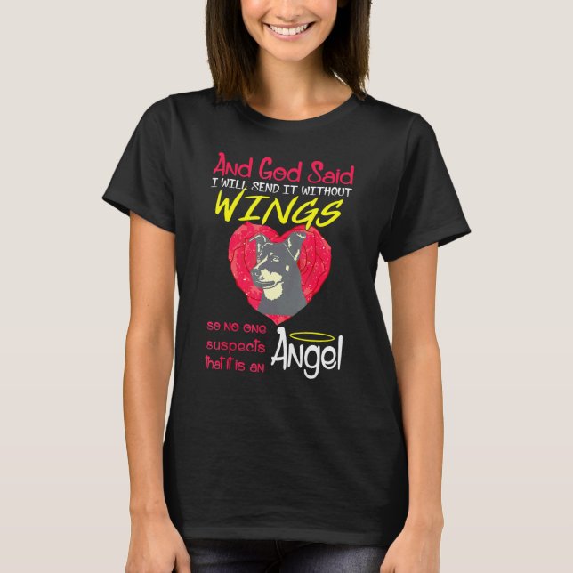 Lancashire Heeler Angel utan Vingar T Shirt (Framsida)