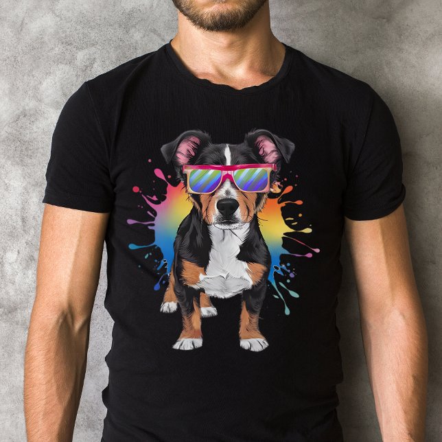 Lancashire Heeler med solglasögon färgad design T Shirt (Show your love for Lancashire Heelers with this vibrant, stylish tee!)