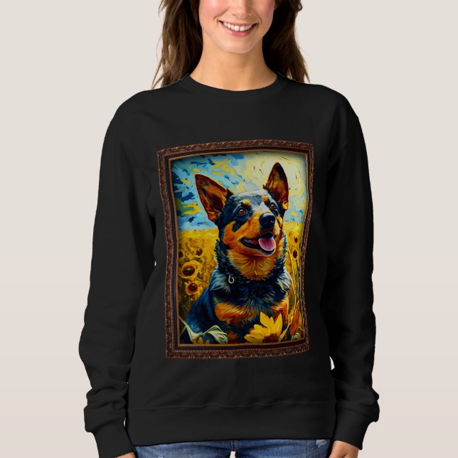 Lancashire Heeler Painting Sunflower Flower Mom Wo T Shirt (Framsida)