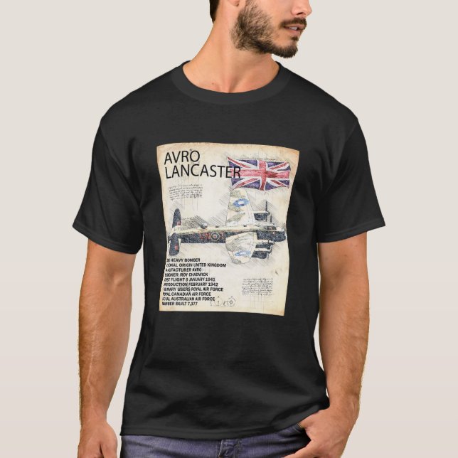 Lancaster Bomber Aircraft RAF Aircraft WW2 Flygpla T Shirt (Framsida)