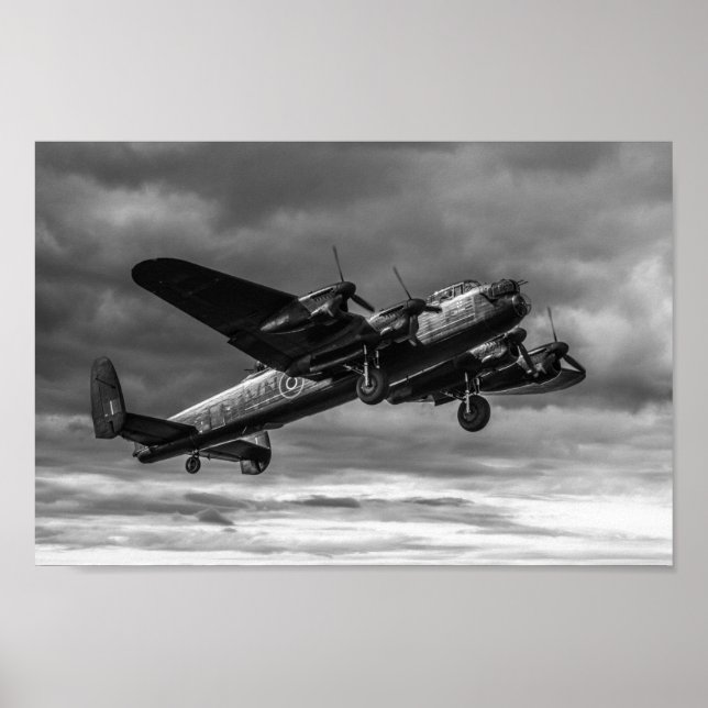 Lancaster Bomber i Himlar Mono Poster (Framsidan)