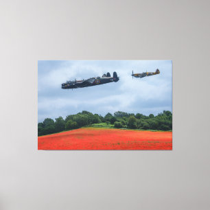 Lancaster Bomber och Hawker-orkanen som flyger öve Canvastryck