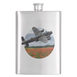 Lancaster Bomber över en vallmo Fält Fickplunta