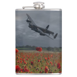 Lancaster Bomber över en vallmo Fält Fickplunta