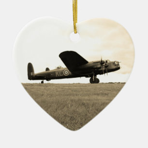 Lancaster Bomber Sepia Tone Julgransprydnad Keramik