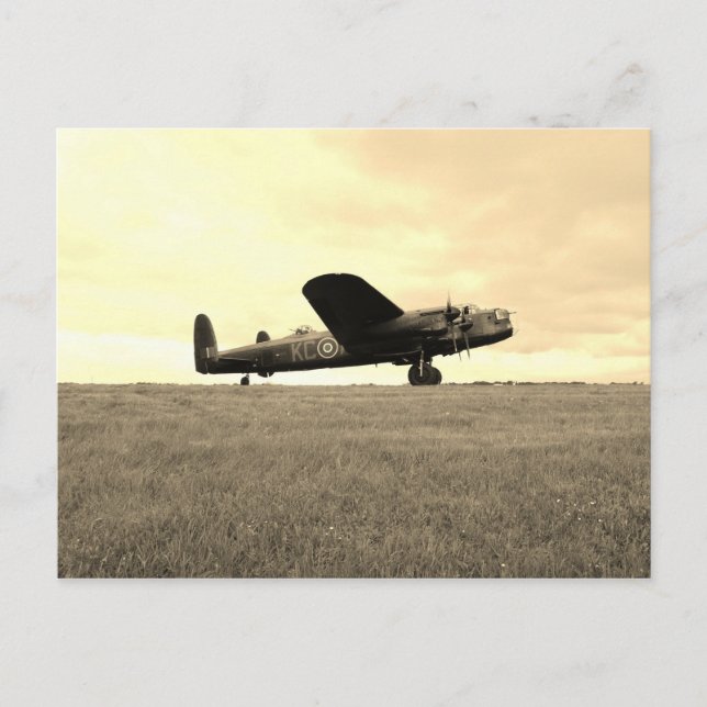 Lancaster Bomber Sepia Tone Vykort (Framsida)