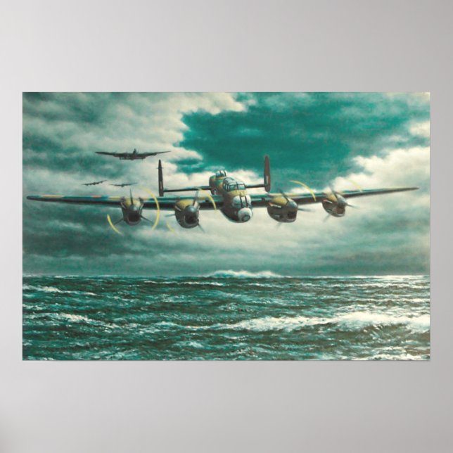 Lancaster Bombers over sea Poster (Framsidan)