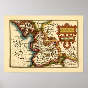 "Lancaster" Lancashire County Karta Poster