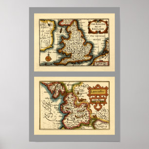 "Lancaster" Lancashire County Karta Poster
