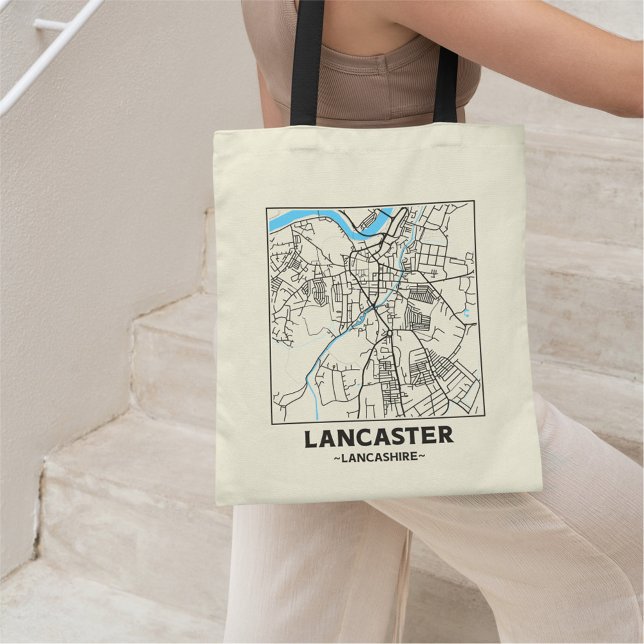 Lancaster, Lancashire Stadskarta Totebag Tygkasse (Skapare uppladdad)