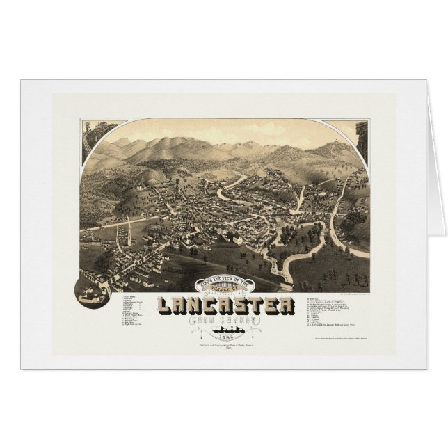 Lancaster, NH Panorama-karta - 1883 Hälsningskort (Framsidan Horizontal)