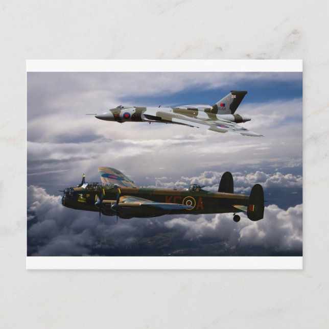 Lancaster och Vulcan XH558 Vykort (Framsida)