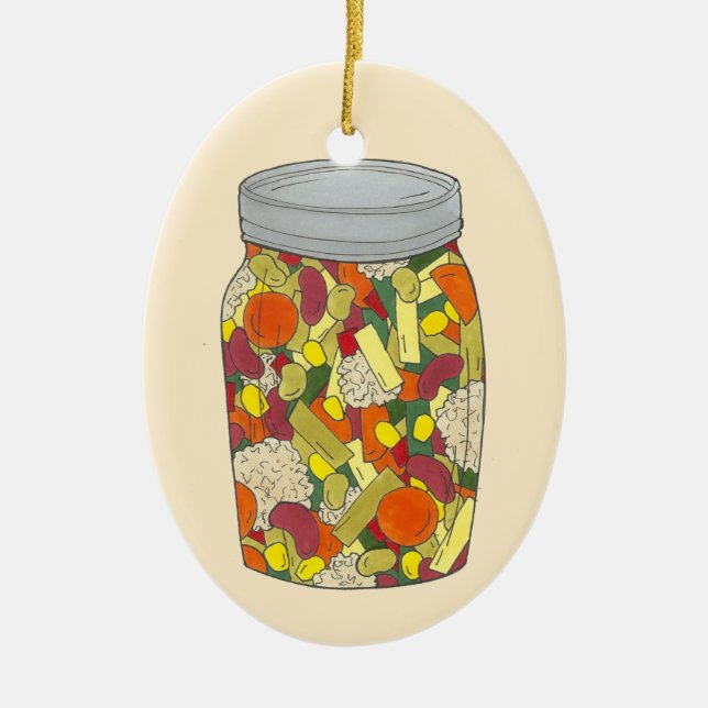 Lancaster PA Dutch Amish Food Chow Chow Chow Julgransprydnad Keramik (Framsidan)