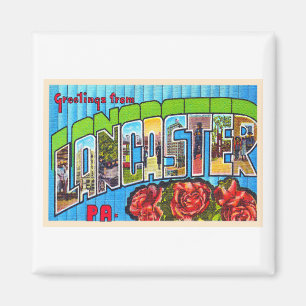 Lancaster Pennsylvania PA Large Brev vykort Magnet