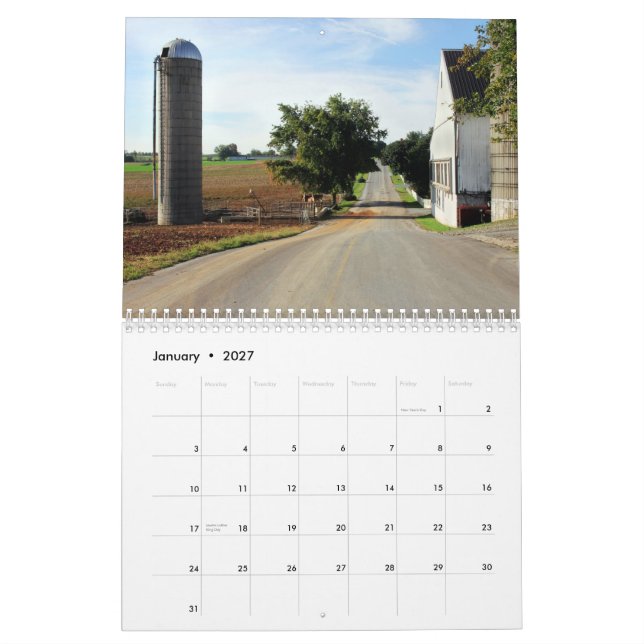 Lancaster Pennsylvania scenisk kalender (Jan 2027)