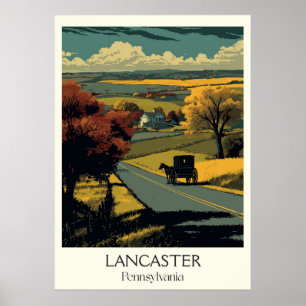 Lancaster Pennsylvania Vintage Amish Land Art Poster