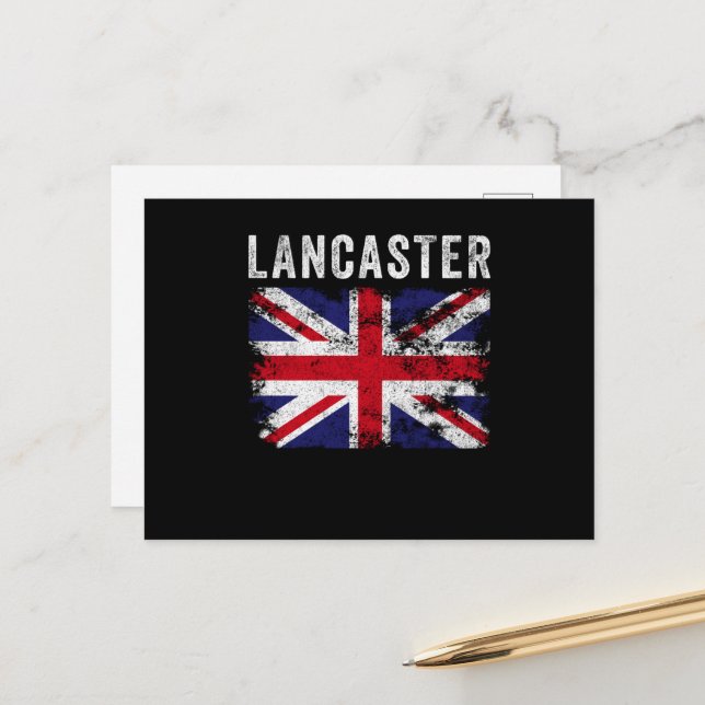 Lancaster UK Flagga England Souvenir Vykort (Fram/Back In Situ)
