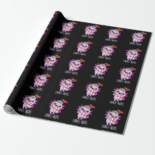 Lance-a-lotl Funny Axolotl Knight Pun Mörk BG Presentpapper