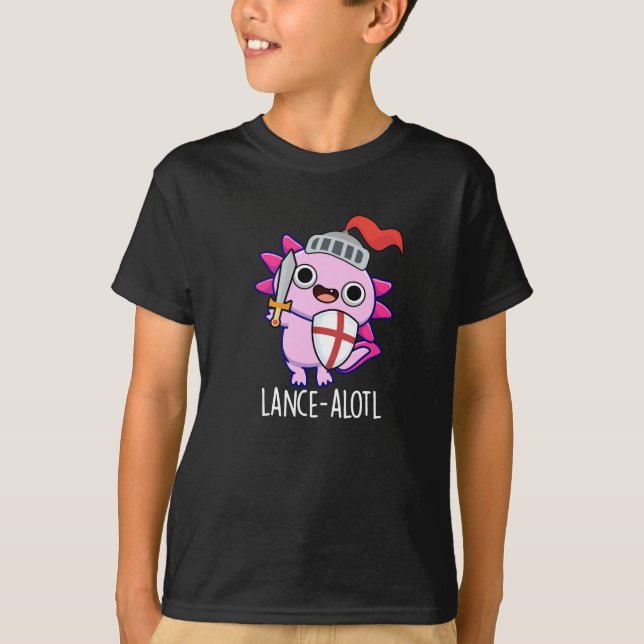 Lance-a-lotl Funny Axolotl Knight Pun Mörk BG T Shirt (Framsida)