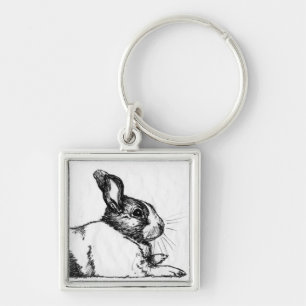 Lance den Unamused Bunnehen Fyrkantig Silverfärgad Nyckelring