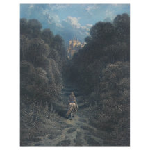 Lancelot närmar sig Astolats slott Papper