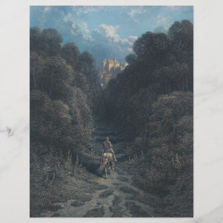 Lancelot närmar sig Astolats slott Papper