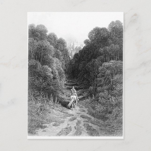 Lancelot närmar sig slottet vid Astolat Vykort (Framsida)