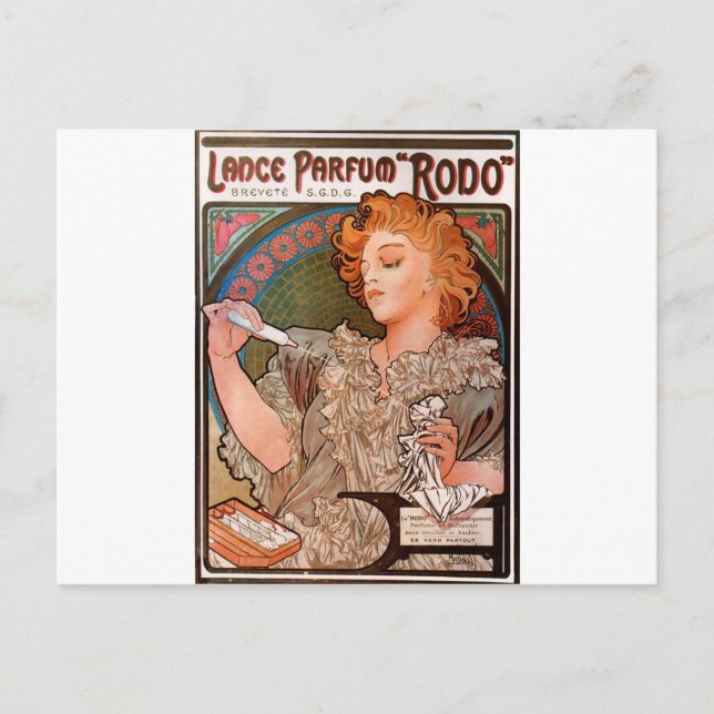 Lanceparfum Rodo av Alphonse Mucha Vykort (Framsida)