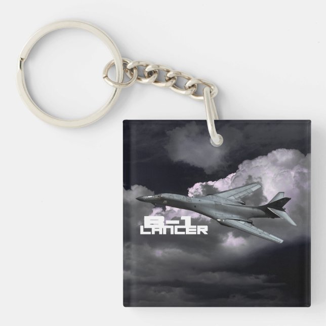 Lanceren B-1 kvadrerar (tvåsidiga) Keychain (Framsidan)