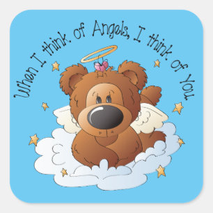 Land Angel Bear inspirationsetikett Fyrkantigt Klistermärke