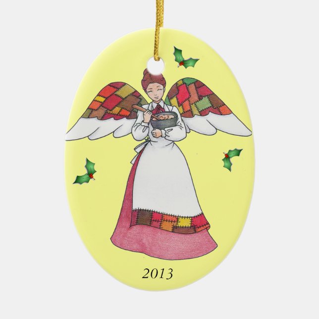 Land Angel (röd) Julgransprydnad Keramik (Framsidan)