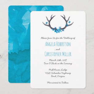 Land Antlers Blue Bröllop Inbjudningar
