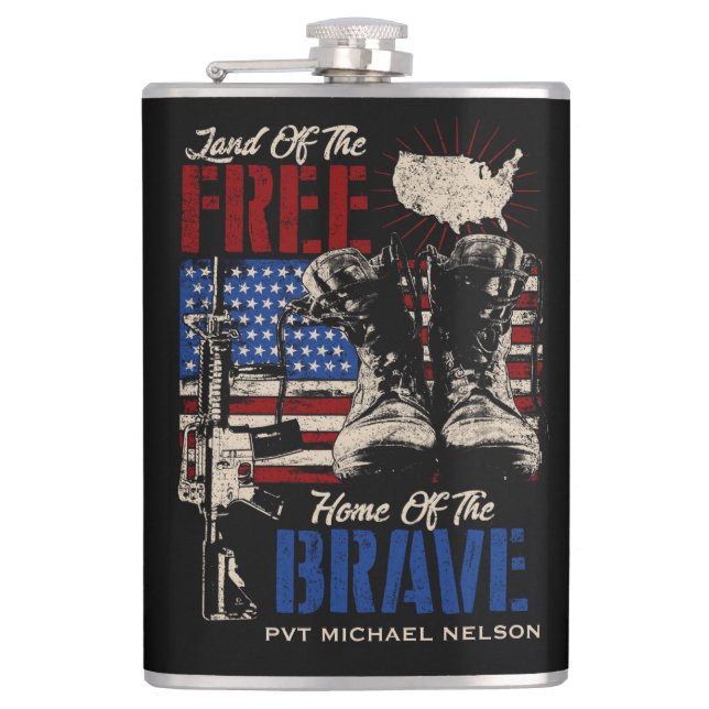 Land av de fria hem för de modiga fickplunta (Framsidan)