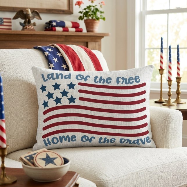 Land av de fria hem för de modiga patriotiska prydnadskudde (Land of the Free Home of the Brave Patriotic Accent Pillow)