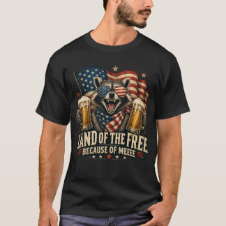 Land av de fria på grund av mig rolig tvättbjörn t shirt