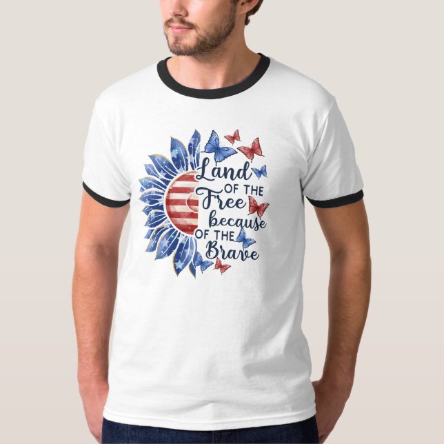 Land av de fria tack vare de modiga t shirt (Framsida)