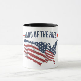 Land av de fria - USA Flagga Kart Silhuett Mugg