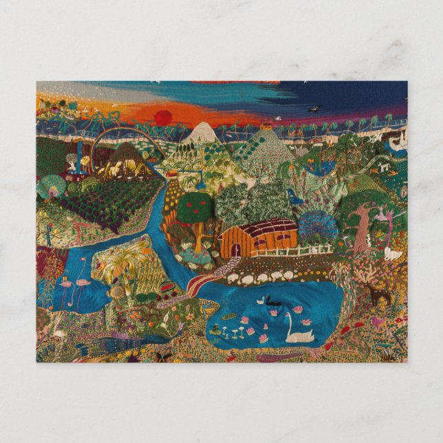 land av hopp, broderat av hormoner vykort (Framsida)