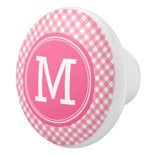Land Baby Rosa Gingham Personalize Monogram Knopp